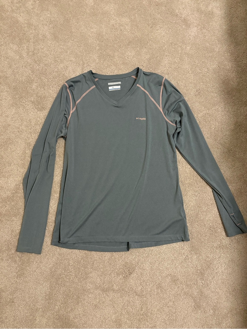 Columbia Women’s Long Sleeve Slate Grey Tech Tee with Pink Contrast